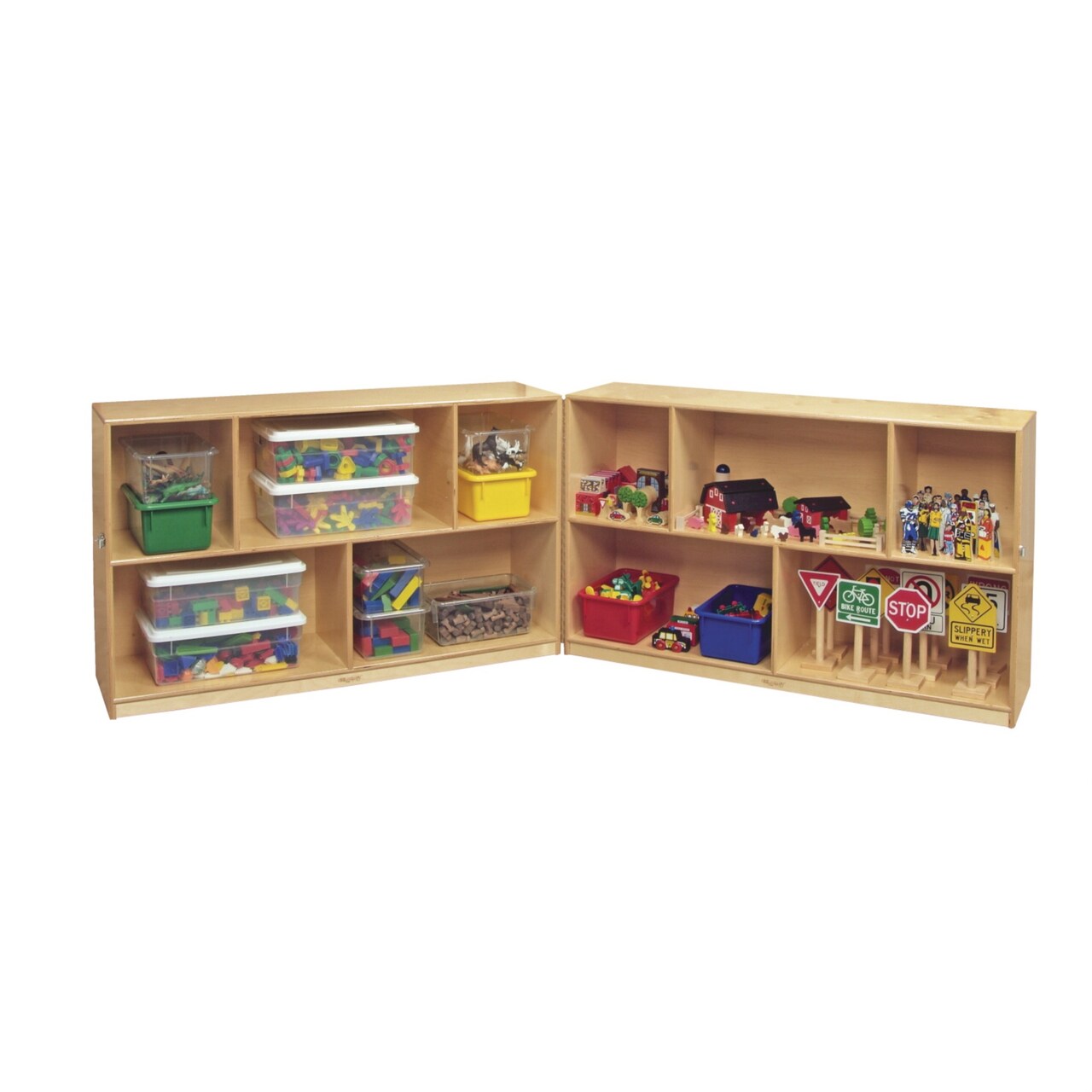 Childcraft Mobile Hide-Away Preschool Cabinet, 90-1/2 W x 14-1/4 D x 30 H